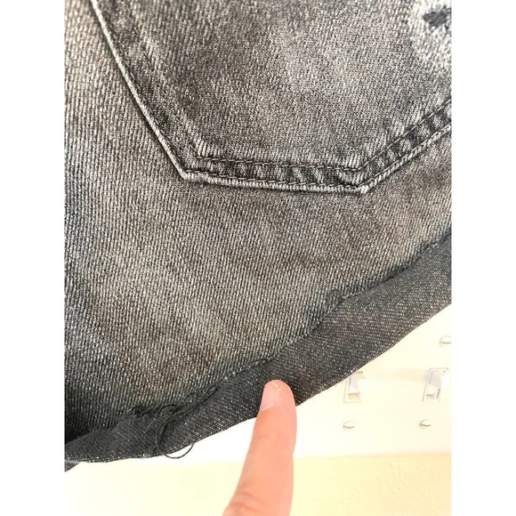 Free People We the Free Shorts Womens 28 Distressed Jean Button Fly Cuffed Gray - Picture 13 of 14